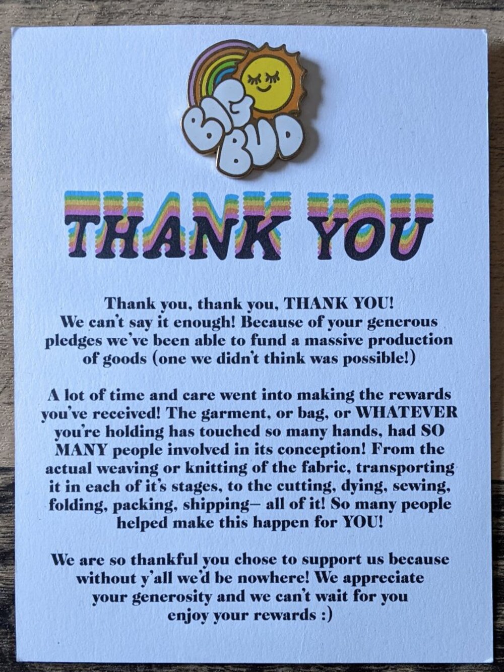 Big Bud Press Enamel Pin Smiling Sun Rainbow Logo Lapel Pin
